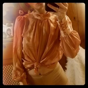 Forever 21 Pink striped puffy sleeves style blouse